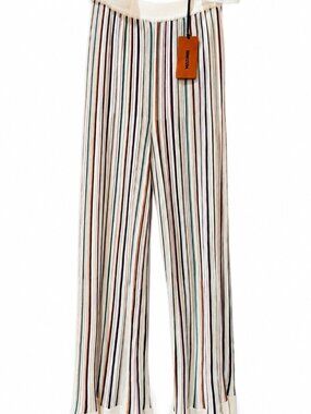NWT Missoni Knit Wide Leg Stripe Pull-On Trousers Pants IT 42 US 6 Multicolor Ma